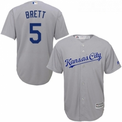 Youth Majestic Kansas City Royals 5 George Brett Authentic Grey Road Cool Base MLB Jersey