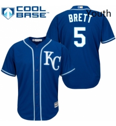 Youth Majestic Kansas City Royals 5 George Brett Replica Blue Alternate 2 Cool Base MLB Jersey