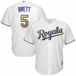 Youth Majestic Kansas City Royals 5 George Brett Replica White Home Cool Base MLB Jersey