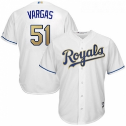 Youth Majestic Kansas City Royals 51 Jason Vargas Authentic White Home Cool Base MLB Jersey 