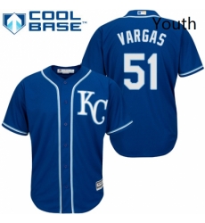 Youth Majestic Kansas City Royals 51 Jason Vargas Replica Blue Alternate 2 Cool Base MLB Jersey 