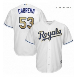 Youth Majestic Kansas City Royals 53 Melky Cabrera Authentic White Home Cool Base MLB Jersey 