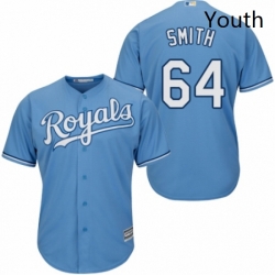 Youth Majestic Kansas City Royals 64 Burch Smith Authentic Light Blue Alternate 1 Cool Base MLB Jersey 