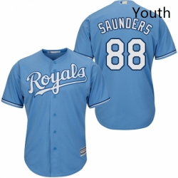 Youth Majestic Kansas City Royals 88 Michael Saunders Authentic Light Blue Alternate 1 Cool Base MLB Jersey 