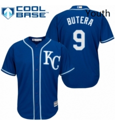 Youth Majestic Kansas City Royals 9 Drew Butera Authentic Blue Alternate 2 Cool Base MLB Jersey 