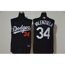 Dodgers 34 Fernando Valenzuela Black Nike Cool Base Sleeveless Jersey