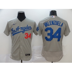 Dodgers 34 Fernando Valenzuela Gray 2020 Nike Flexbase Jersey