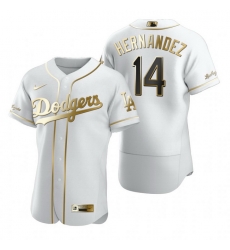 Los Angeles Dodgers 14 Enrique Hernandez White Nike Mens Authentic Golden Edition MLB Jersey