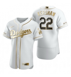 Los Angeles Dodgers 22 Clayton Kershaw White Nike Mens Authentic Golden Edition MLB Jersey