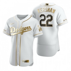 Los Angeles Dodgers 22 Clayton Kershaw White Nike Mens Authentic Golden Edition MLB Jersey
