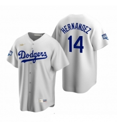 Men Brooklyn Los Angeles Dodgers 14 Enrique Hernandez White 2020 World Series Champions Cooperstown Collection Jersey