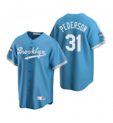 Men Brooklyn Los Angeles Dodgers 31 Joc Pederson Light Blue 2020 World Series Champions Cooperstown Collection Jersey