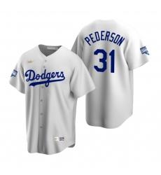 Men Brooklyn Los Angeles Dodgers 31 Joc Pederson White 2020 World Series Champions Cooperstown Collection Jersey