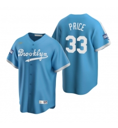 Men Brooklyn Los Angeles Dodgers 33 David Price Light Blue 2020 World Series Champions Cooperstown Collection Jersey