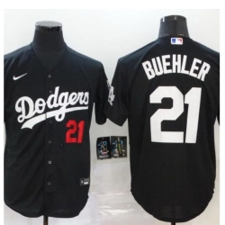 Men Dodgers 21 Walker Buehler Black Cool Base Stitched MLB Jersey
