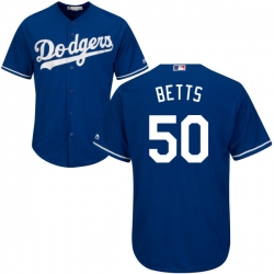 Men Dodgers #50 Mookie Betts Blue Cool Base Jersey