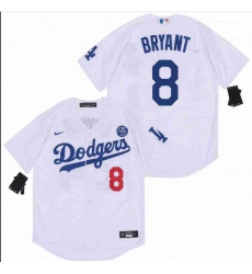 Men Dodgers 8 Kobe Bryant White Cool Base Stitched MLB Jersey