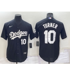 Men Los Angeles Dodgers 10 Justin Turner Black Cool Base Stitched Jerseyy