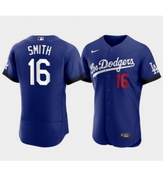 Men Los Angeles Dodgers 16 Will Smith 2021 Royal City Connect Flex Base Stitched Baseball Jersey