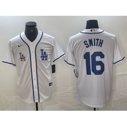 Men Los Angeles Dodgers 16 Will Smith White Cool Base Stitched Baseball Jersey 1