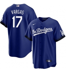 Men Los Angeles Dodgers 17 Miguel Vargas Blue Cool Base Stitched Baseball Jersey
