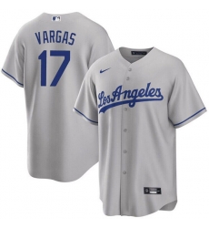 Men Los Angeles Dodgers 17 Miguel Vargas Gray Cool Base Stitched Baseball Jersey