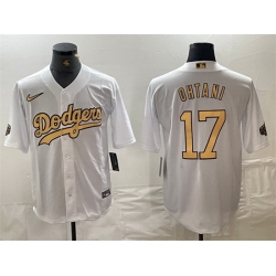 Men Los Angeles Dodgers 17 Shohei Ohtani 2022 All Star White Cool Base Stitched Baseball Jersey