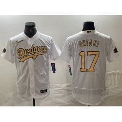 Men Los Angeles Dodgers 17 Shohei Ohtani 2022 All Star White Flex Base Stitched Baseball Jersey