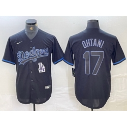 Men Los Angeles Dodgers 17 Shohei Ohtani Black Cool Base Stitched Baseball Jersey 7