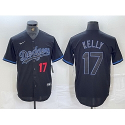 Men Los Angeles Dodgers 17 Shohei Ohtani Black Cool Base Stitched Baseball Jersey  III