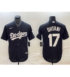 Men Los Angeles Dodgers 17 Shohei Ohtani Black Cool Base Stitched Jersey