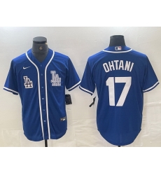 Men Los Angeles Dodgers 17 Shohei Ohtani Blue Cool Base Stitched Baseball Jersey