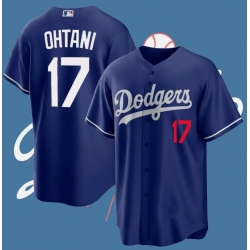 Men Los Angeles Dodgers 17 Shohei Ohtani Blue Flex Base Stitched Baseball Jersey