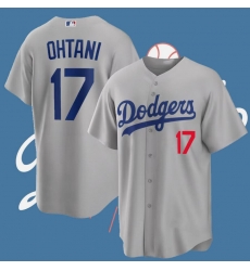 Men Los Angeles Dodgers 17 Shohei Ohtani Gray Flex Base Stitched Baseball Jersey
