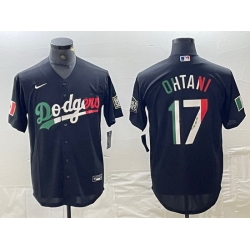 Men Los Angeles Dodgers 17 Shohei Ohtani Mexico Black Cool Base Stitched Baseball Jerseys