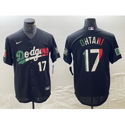 Men Los Angeles Dodgers 17 Shohei Ohtani Number Mexico Black Cool Base Stitched Baseball Jersey