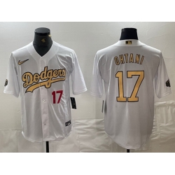 Men Los Angeles Dodgers 17 Shohei Ohtani Number White 2022 All Star Stitched Cool Base Nike Jersey