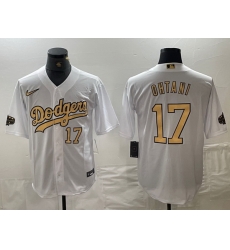 Men Los Angeles Dodgers 17 Shohei Ohtani Number White 2022 All Star Stitched Cool Base Nike Jerseys