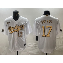 Men Los Angeles Dodgers 17 Shohei Ohtani Number White 2022 All Star Stitched Cool Base Nike Jerseys