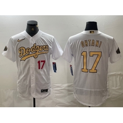 Men Los Angeles Dodgers 17 Shohei Ohtani Number White 2022 All Star Stitched Flex Base Nike Jersey
