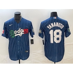 Men Los Angeles Dodgers 18 Yoshinobu Yamamoto Navy Cool Base With Patch Stitched Baseball JerseyS