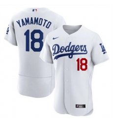 Men Los Angeles Dodgers 18 Yoshinobu Yamamoto White 2023 Flex Base Stitched Baseball Jersey