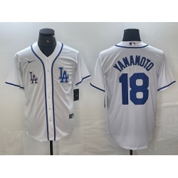 Men Los Angeles Dodgers 18 Yoshinobu Yamamoto White Cool Base Stitched Baseball Jersey 2