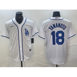 Men Los Angeles Dodgers 18 Yoshinobu Yamamoto White Cool Base Stitched Baseball Jersey