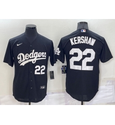 Men Los Angeles Dodgers 22 Clayton Kershaw Black Cool Base Stitched Baseball Jersey