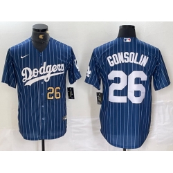 Men Los Angeles Dodgers 26 Tony Gonsolin Blue Cool Base Stitched Baseball Jersey 6