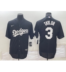 Men Los Angeles Dodgers 3 Chris Taylor Black Cool Base Stitched Baseball Jersey