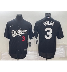 Men Los Angeles Dodgers 3 Chris Taylor Black Cool Base Stitched Baseball Jerseyy