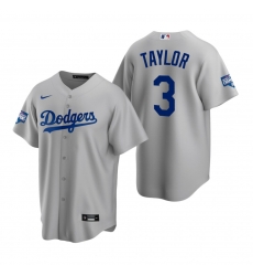 Men Los Angeles Dodgers 3 Chris Taylor Gray 2020 World Series Champions Replica Jersey
