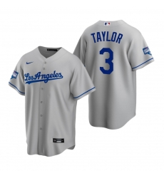 Men Los Angeles Dodgers 3 Chris Taylor Gray 2020 World Series Champions Road Replica Jersey